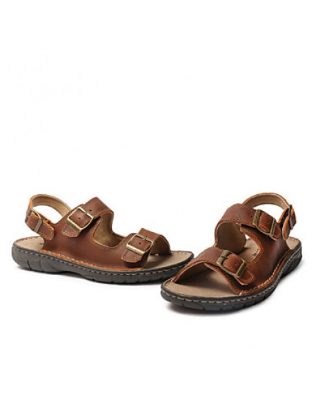 Men's Shoes Outdoor / Athletic / Casual Leather Sandals Brown  