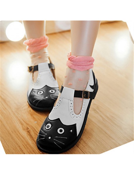 Women's Spring / Summer / Fall / Winter Round Toe Leatherette Outdoor / Dress / Casual Flat Heel Black