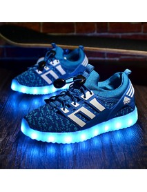 Boy's Sneakers Spring / Summer / Fall / Winter Comfort Fabric Athletic Flat Heel LED Black / Green / Royal Blue Sneaker  