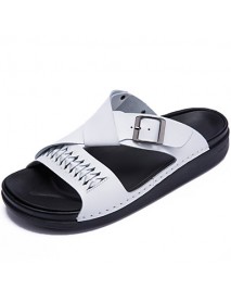 Men's Shoes Outdoor / Office & Career / Athletic / Dress / Casual Nappa Leather Slippers Black / White  