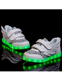LED Shoes Boy's Sneakers Spring / Fall Comfort PU Athletic / Casual Flat Heel LED Black / Green / Red / White Walking  
