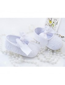Girl's Flats Spring / Fall Crib Shoes Cotton Party & Evening Flat Heel Bowknot White  