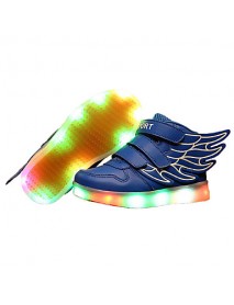 Girl's LED Shoes Sneakers Comfort / Flats Athletic / Casual / Magic Tape / wings / LED Blue / White  