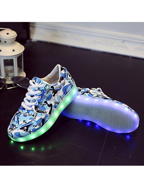 Boy's / Girl's Sneakers Spring / Summer / Fall Round Toe Leatherette Outdoor / Casual Flat Heel Lace-up / LEDBlue / Pink / Gray / Royal  