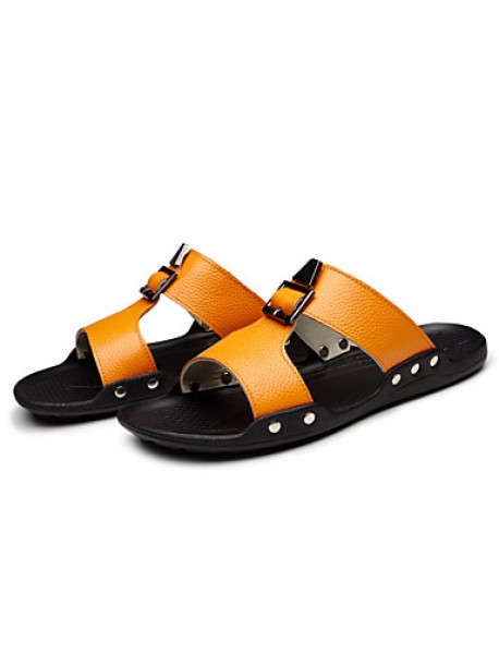 Men's Shoes Outdoor / Office & Career / Casual Leather Sandals Black / Yellow / White  