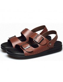 Men's Shoes Outdoor / Office & Career / Work & Duty / Athletic / Casual Nappa Leather Sandals Black / Brown / White  