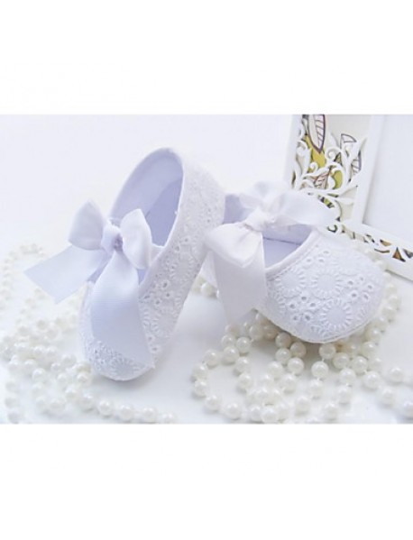 Girl's Flats Spring / Fall Crib Shoes Cotton Party & Evening Flat Heel Bowknot White  