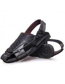 Men's Shoes Outdoor / Office & Career / Athletic / Dress /Casual Nappa Leather Sandals Big Size Black / Brown  