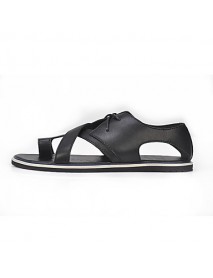   Men's Shoes Casual Leatherette Sandals Black / White  