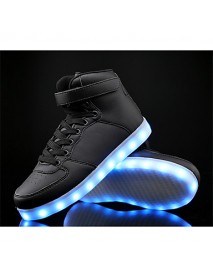 Boy's Sneakers Spring / Fall Comfort PU / Cowhide Athletic Flat Heel Others / LED / Lace-up Black / Blue / White Sneaker  
