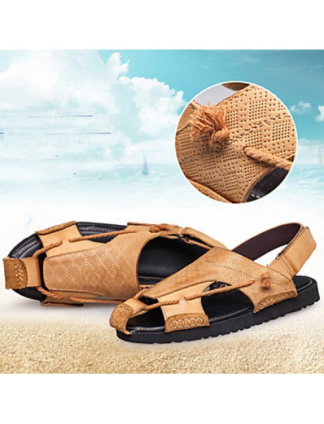 Men's Shoes Outdoor / Office & Career / Athletic / Dress /Casual Nappa Leather Sandals Big Size Black / Brown  