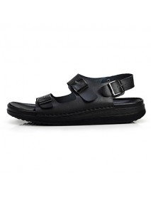 Men's Shoes Outdoor / Casual Leather Sandals / Slip-on Black / Brown / White  