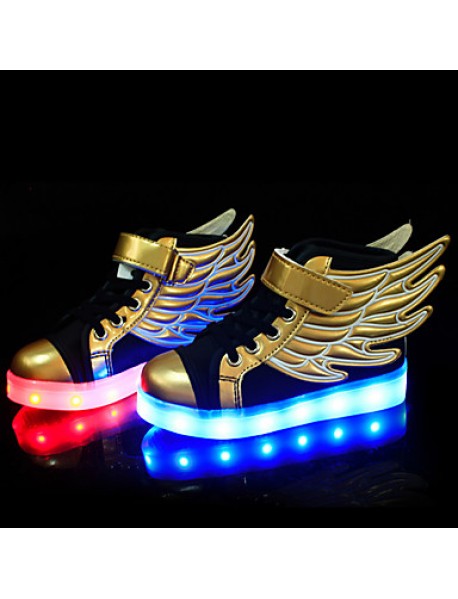 LED Shoes Boys' Shoes Athletic / Casual Synthetic Fashion Sneakers Black and Gold  