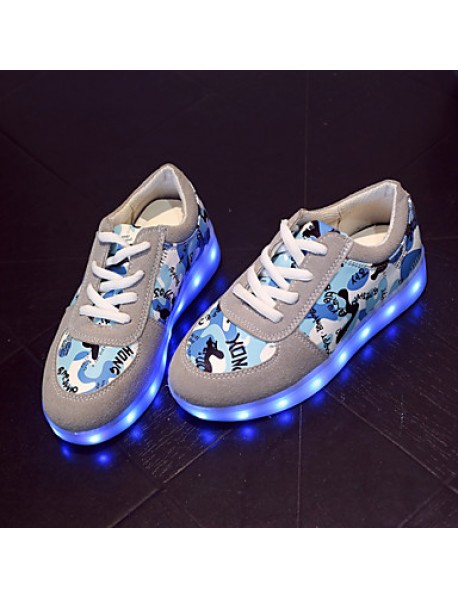 Boy's / Girl's Sneakers Spring / Summer / Fall Round Toe Leatherette Outdoor / Casual Flat Heel Lace-up / LEDBlue / Pink / Gray / Royal  