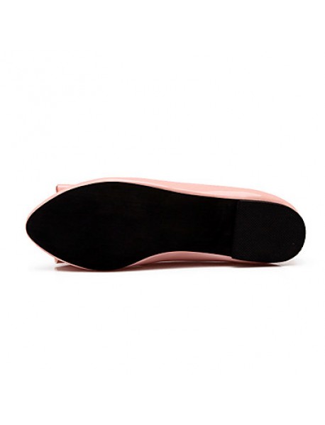 Women's Shoes Patent Leather Flat Heel Round Toe Flats Outdoor / Dress / Casual Black / Green / Pink / Beige