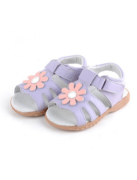 Girl's Sandals Spring / Summer / Fall Comfort Leather Dress / Casual Flat Heel Green / Pink / Purple / White  