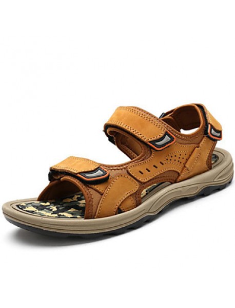 Men's Shoes Outdoor / Office & Career / Athletic / Dress / Casual Nappa Leather Sandals Black / Brown / Taupe  
