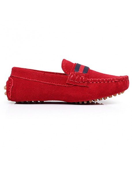 Boy's Boat Shoes Spring / Summer / Fall Moccasin Leather Outdoor / Casual / Athletic Flat Heel Braided Strap / Slip-on Black / Red / Gray  