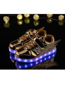 Boy's Sneakers Spring / Summer / Fall Flats PU Casual Flat Heel LED / Lace-up Black / Purple / Silver / Gold Sneaker  