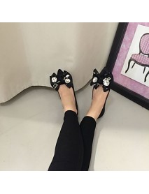 Women's Flats Fall Ballerina / Pointed Toe Fabric Casual Flat Heel Applique Black Others