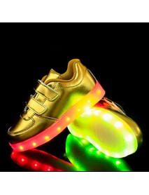 Unisex Kid Boy Girl Upgraded Patent Leather LED Light   Sport Shoes Flashing Sneakers USB Charge  