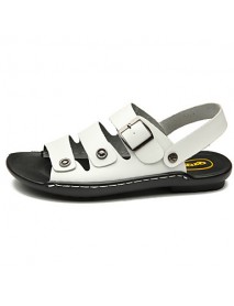 Men's Shoes Outdoor / Office & Career / Athletic / Dress / Casual Leather Sandals Black / Brown / White  