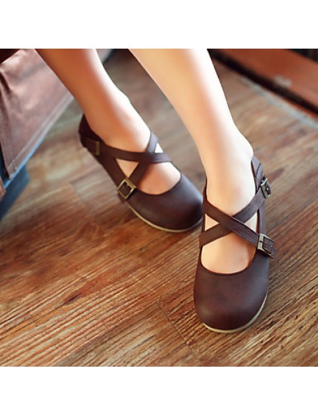 Women's Shoes Flat Heel Comfort / Round Toe Flats Dress / Casual Brown / Yellow / Khaki