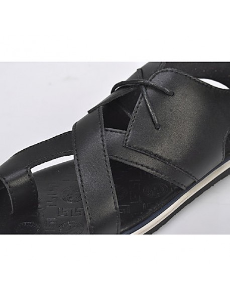   Men's Shoes Casual Leatherette Sandals Black / White  