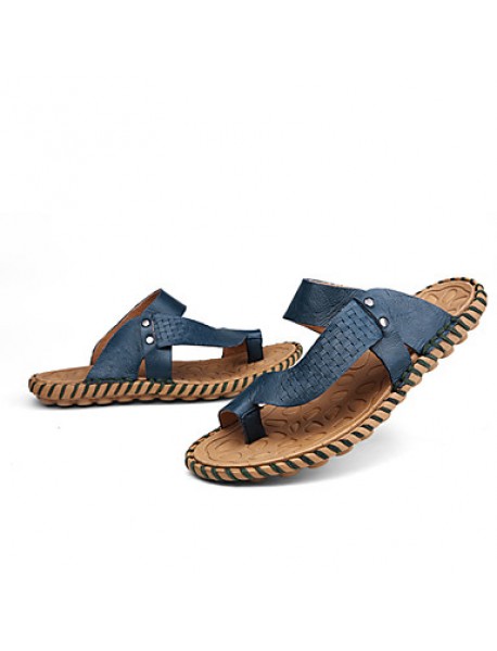 Men's Shoes Nappa Leather Outdoor / Casual Sandals Outdoor / Casual Flat Heel Blue / Brown / Yellow  