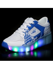 Unisex Kid Boy Girl LED Light Up Single Wheel Sneaker Athletic Shoe Sport Shoes Roller Shoes Dance Boot  