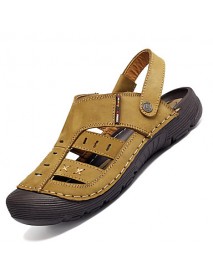 Men's Genuine Leather Slippers Outdoor Comfortable Sandals Beach Shoes  